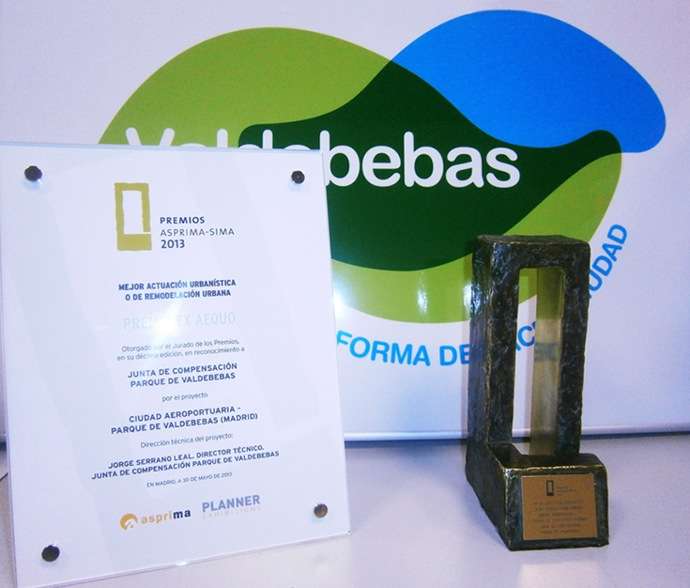 Premio Internacional ASPRIMA SIMA a la Mejor Actuación Urbanística 2013 otorgado a la Junta de Compensación Parque de Valdebebas.